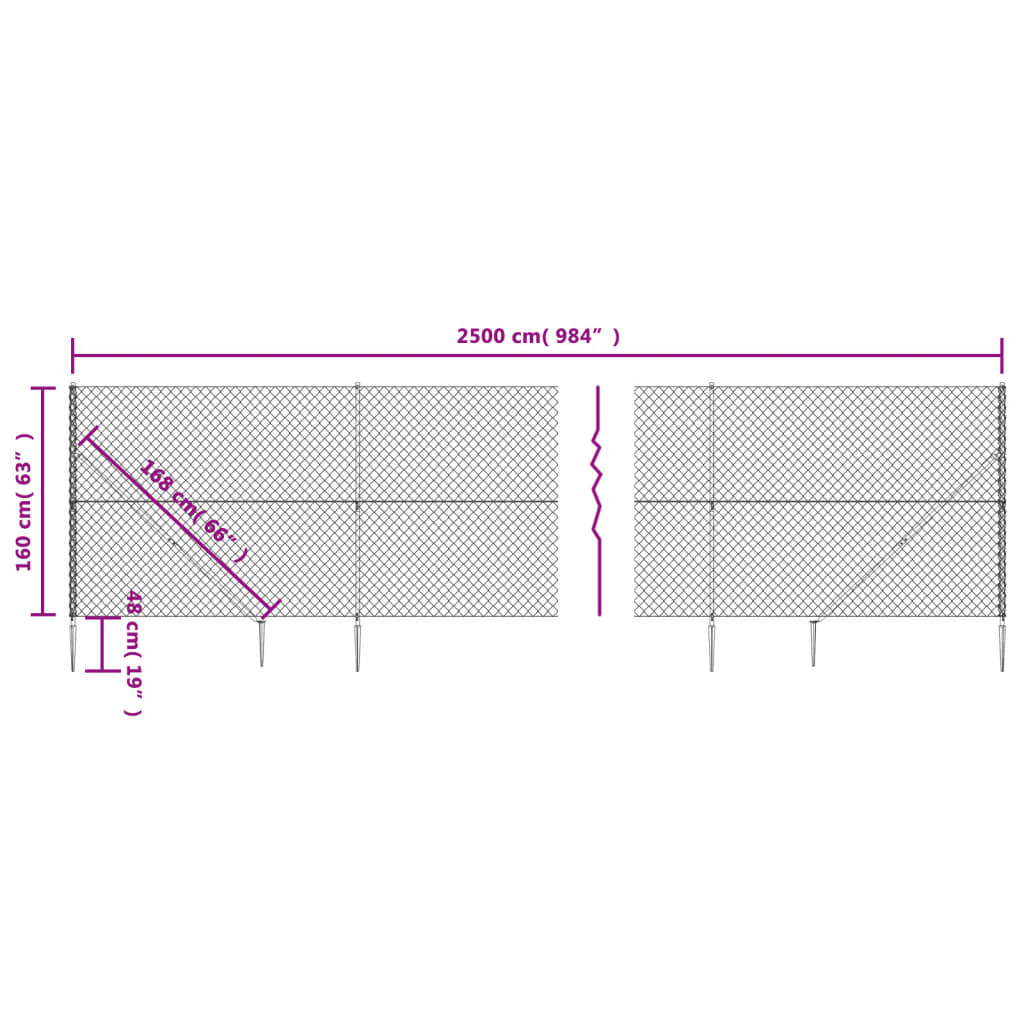 trådhegn med jordspyd 1,6x25 m antracitgrå