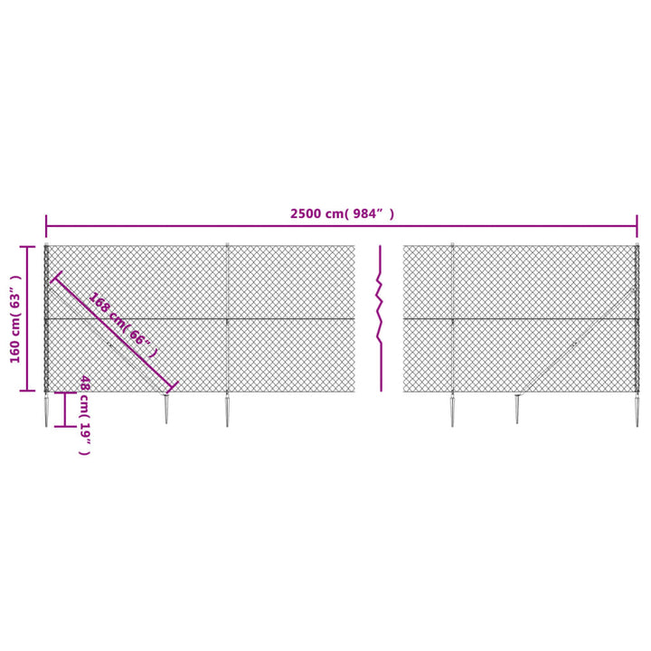 trådhegn med jordspyd 1,6x25 m antracitgrå