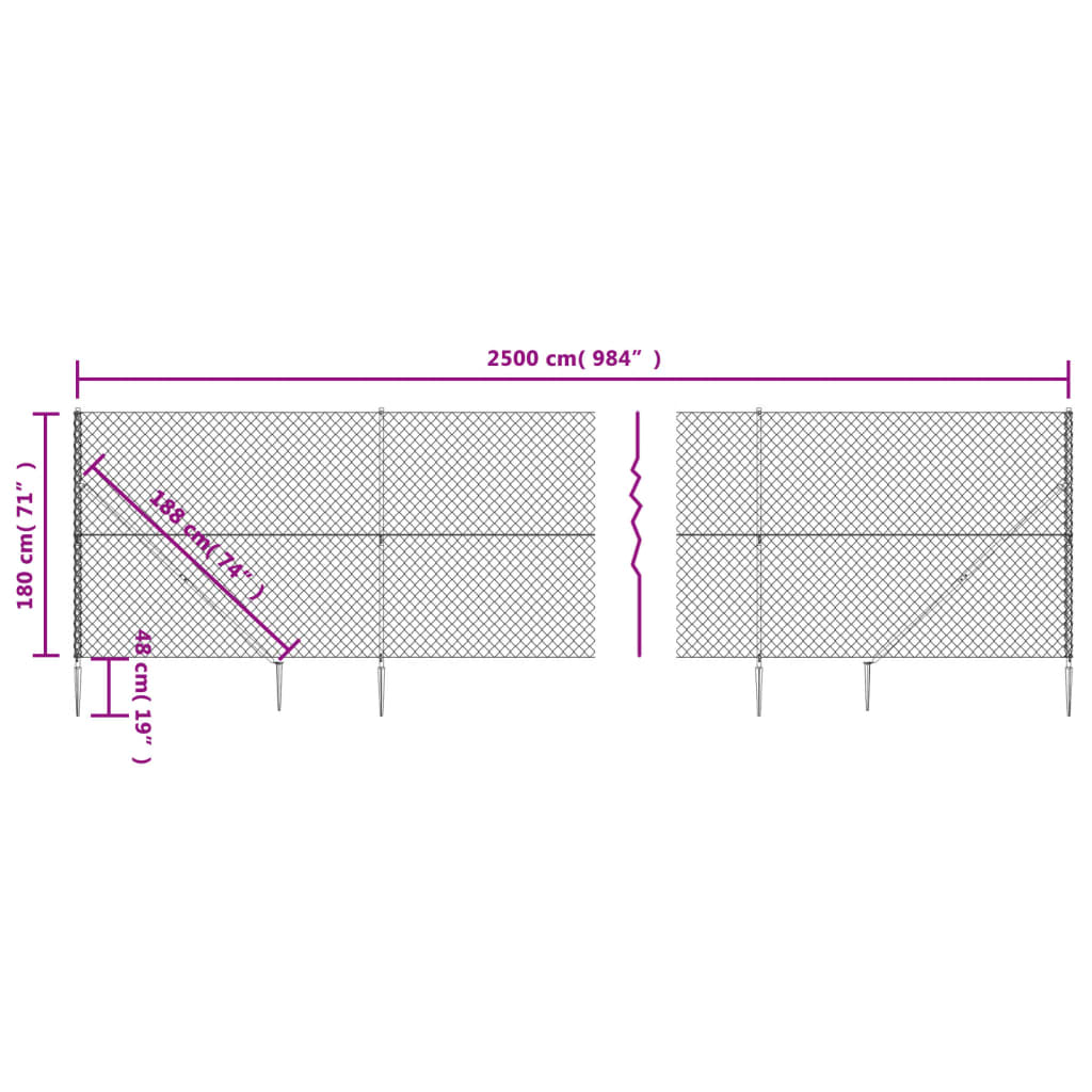 trådhegn med jordspyd 1,8x25 m antracitgrå