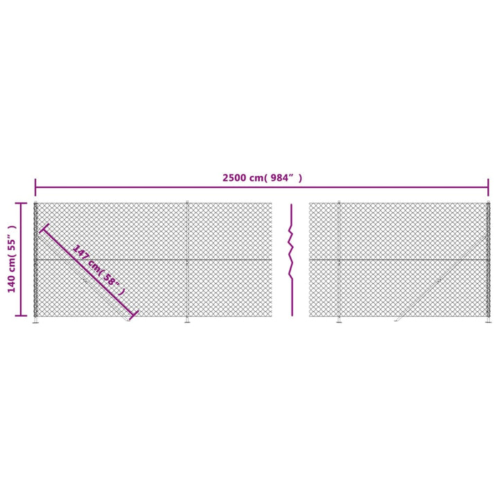 trådhegn med flange 1,4x25 m antracitgrå