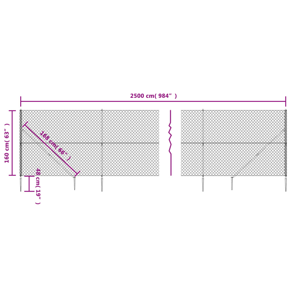 trådhegn med jordspyd 1,6x25 m sølvfarvet