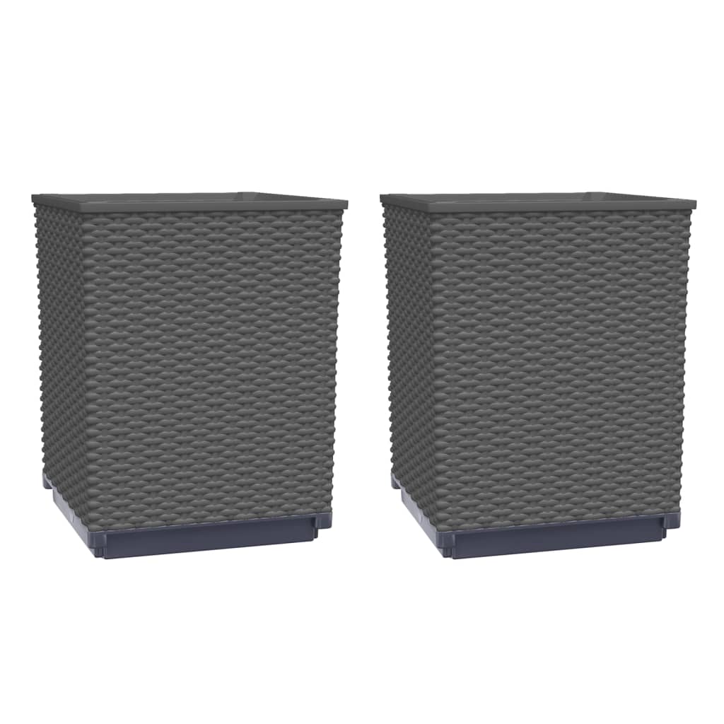 plantekasser 2 stk. 30x30x37 cm polypropylen sort
