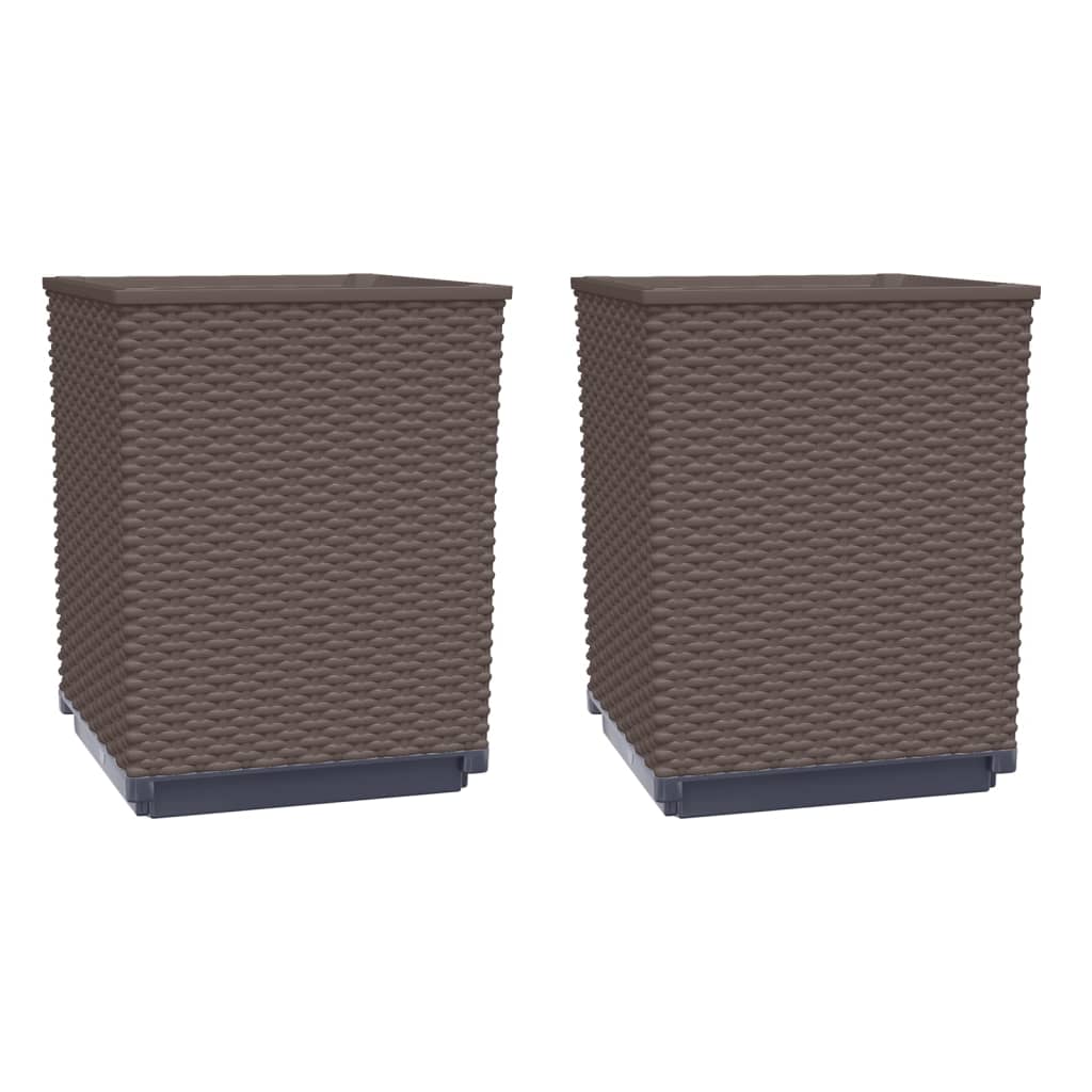 plantekasser 2 stk. 30x30x37 cm polypropylen brun
