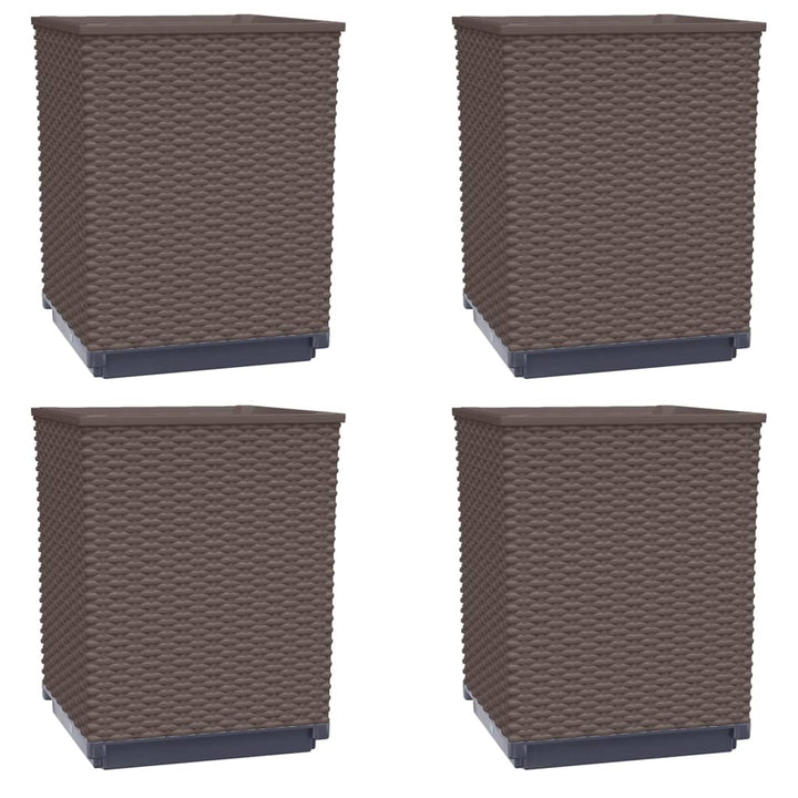 plantekasser 4 stk. 30x30x37 cm polypropylen brun