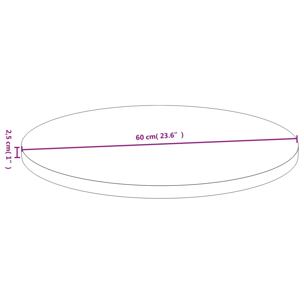 bordplade Ø60x2,5 cm bambus