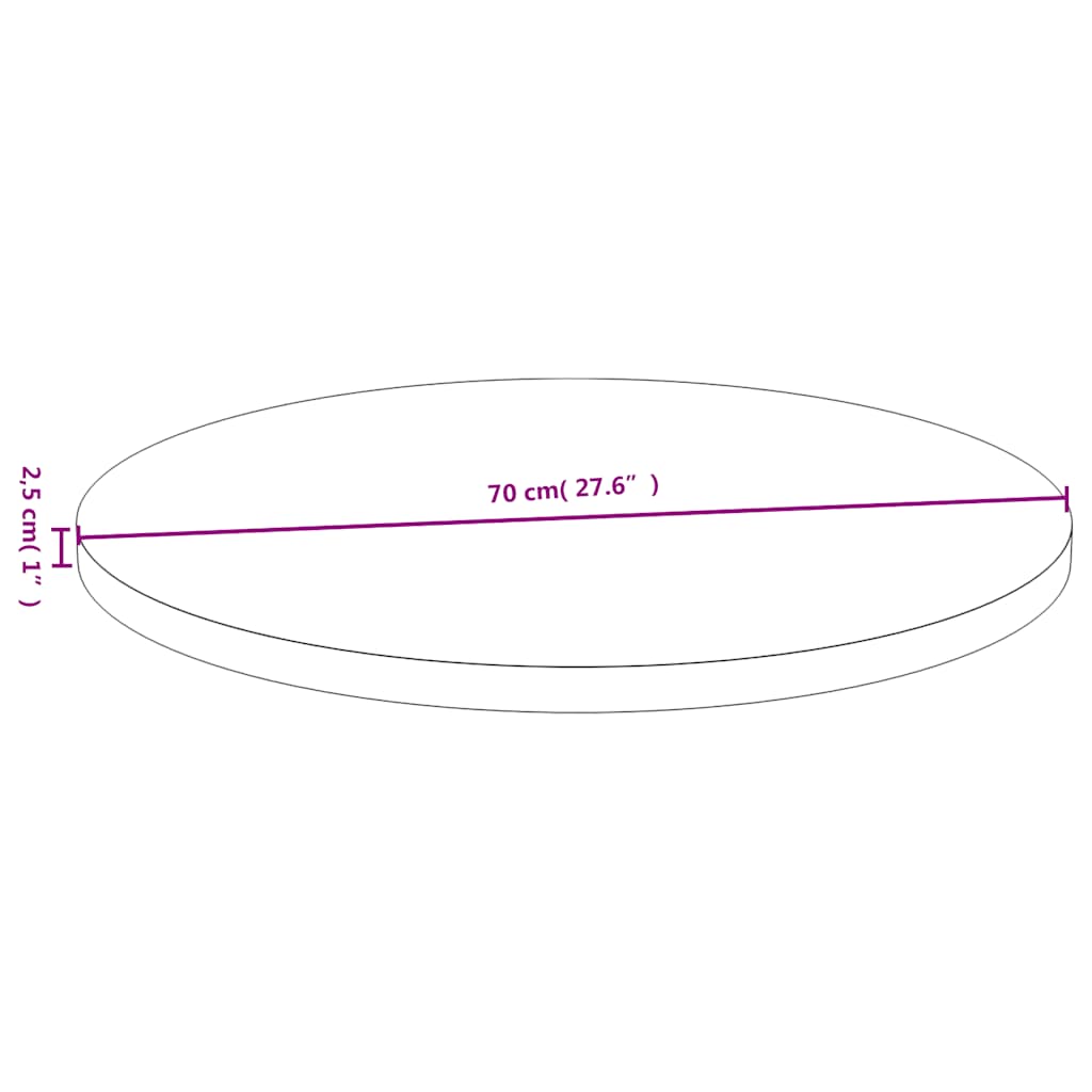 bordplade Ø70x2,5 cm bambus