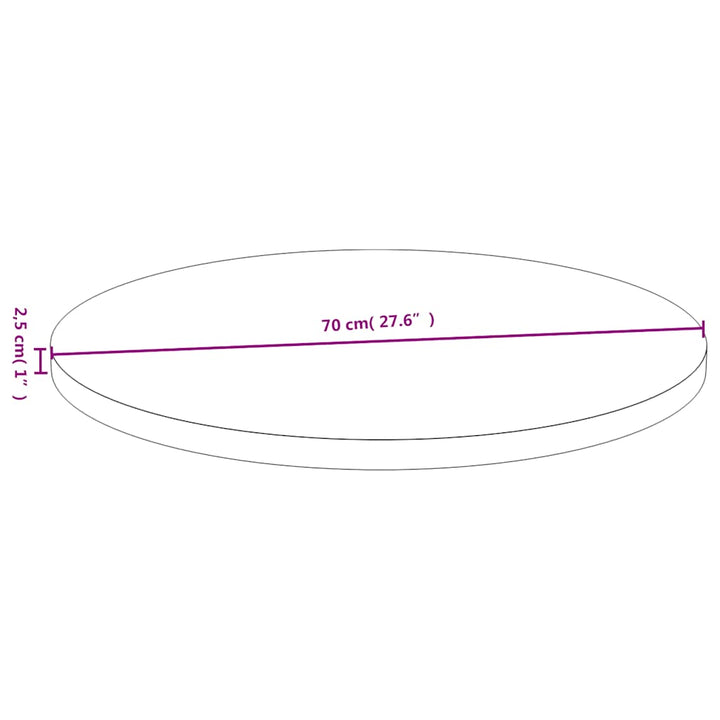bordplade Ø70x2,5 cm bambus