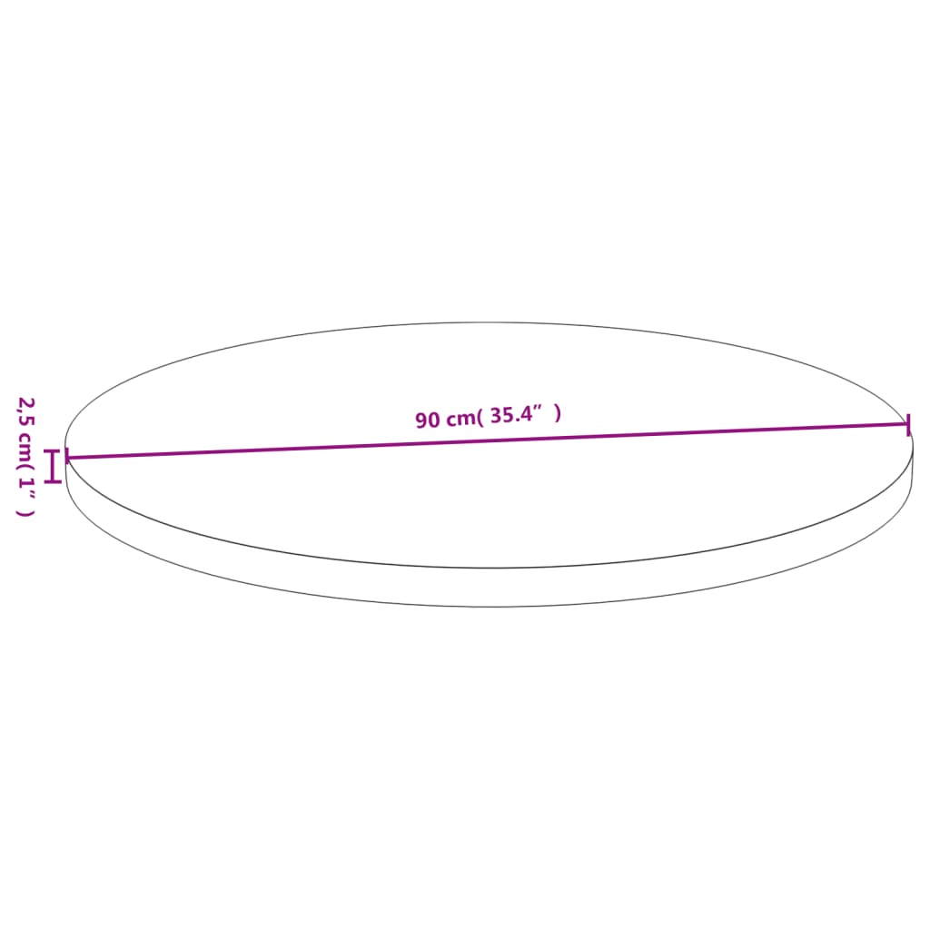 bordplade Ø90x2,5 cm bambus