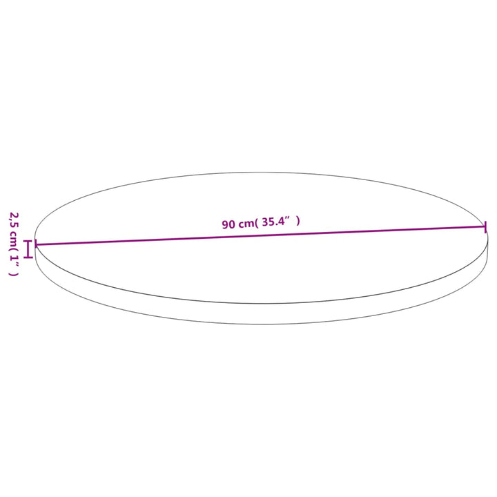 bordplade Ø90x2,5 cm bambus