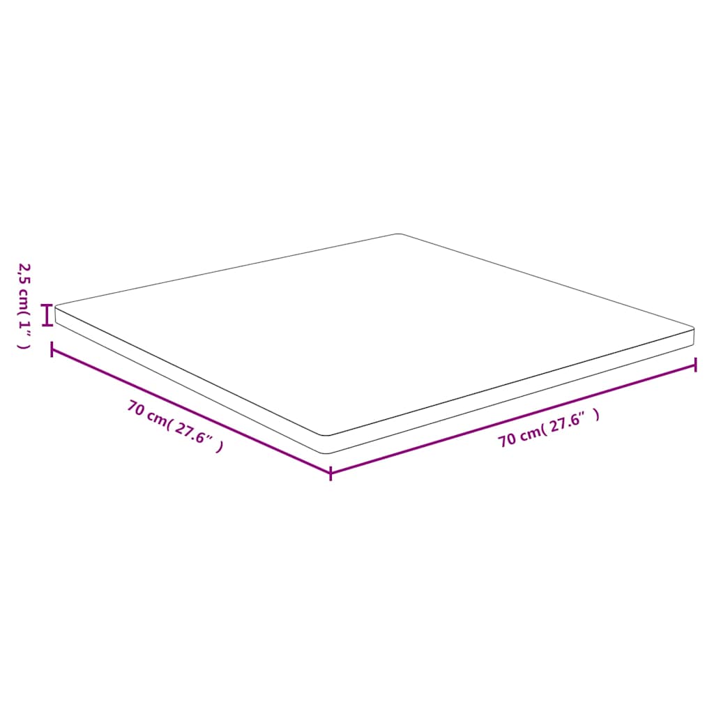 bordplade 70x70x2,5 cm bambus