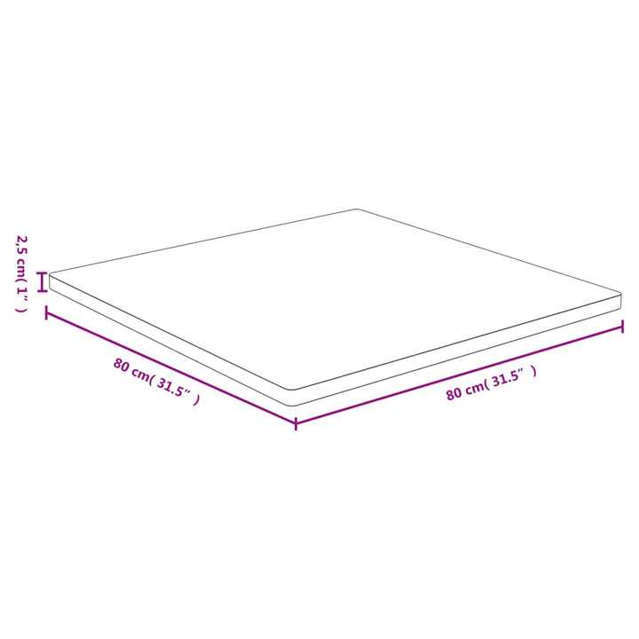 bordplade 80x80x2,5 cm bambus
