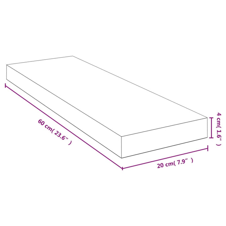 væghylde 60x20x4 cm bambus