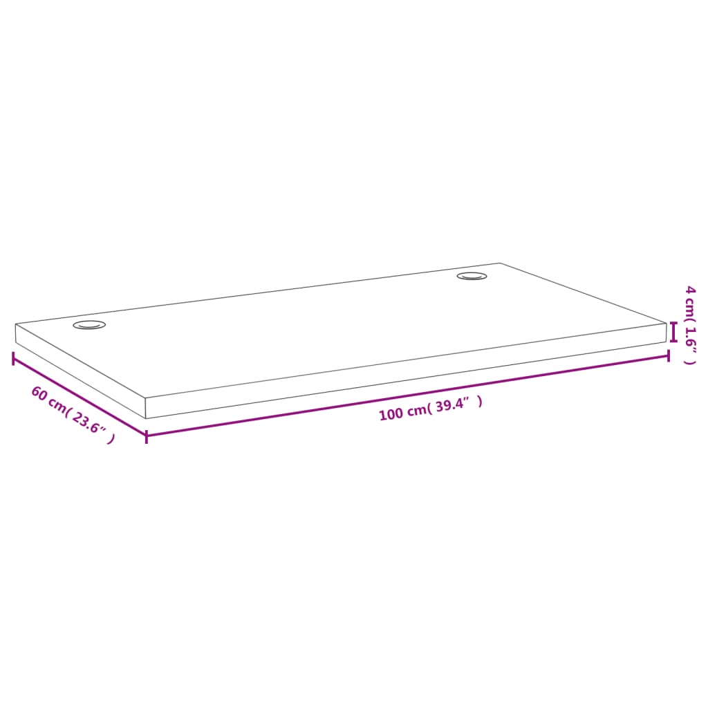 bordplade til skrivebord 100x60x4 cm bambus