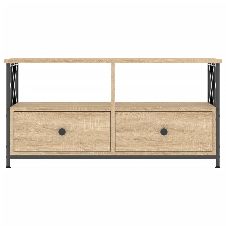 tv-bord 90x33x45 cm konstrueret træ og jern sonoma-eg