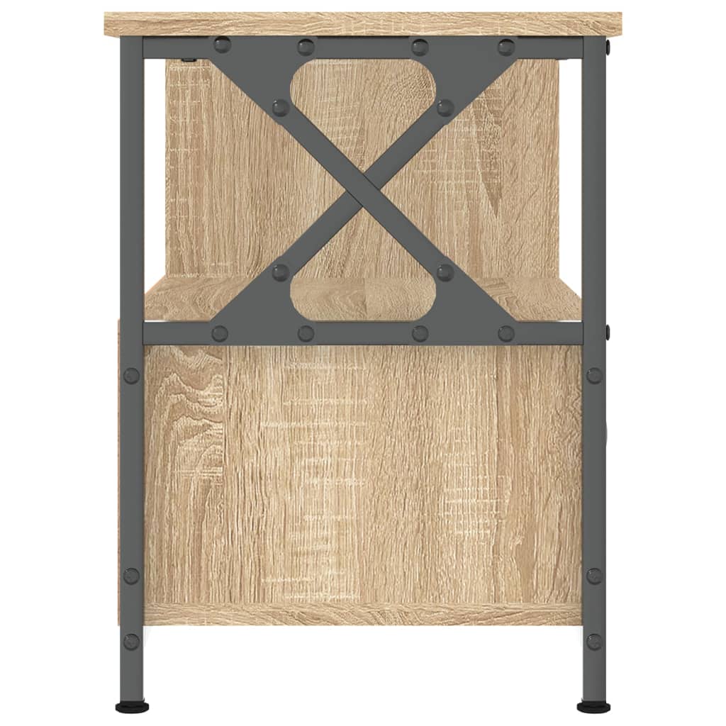 tv-bord 90x33x45 cm konstrueret træ og jern sonoma-eg