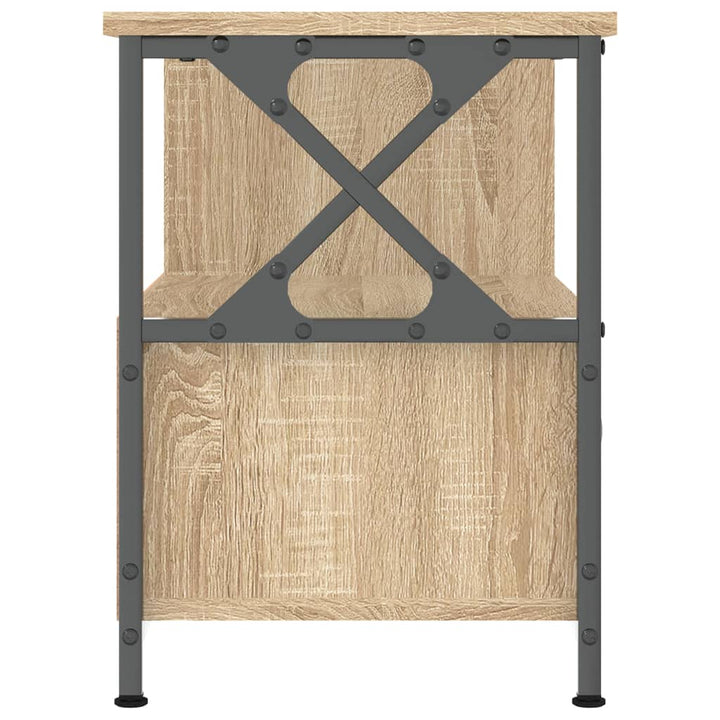 tv-bord 90x33x45 cm konstrueret træ og jern sonoma-eg