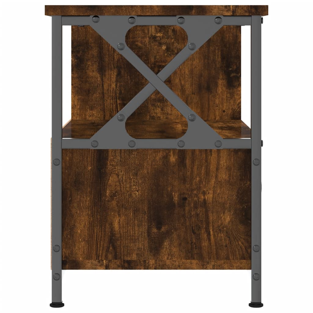 tv-bord 90x33x45 cm konstrueret træ og jern røget egetræsfarve