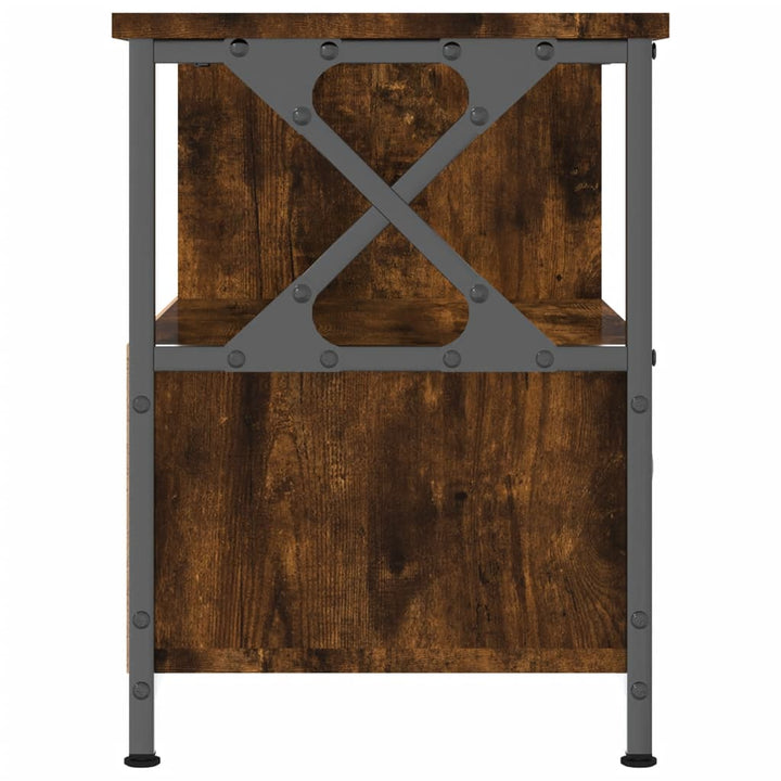 tv-bord 90x33x45 cm konstrueret træ og jern røget egetræsfarve