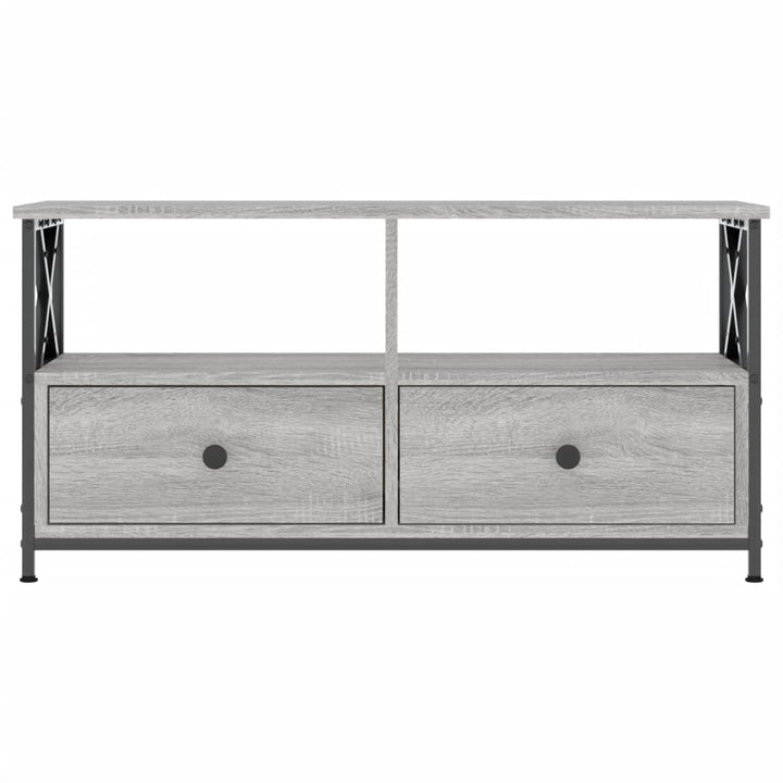 tv-bord 90x33x45 cm konstrueret træ og jern grå sonoma-eg