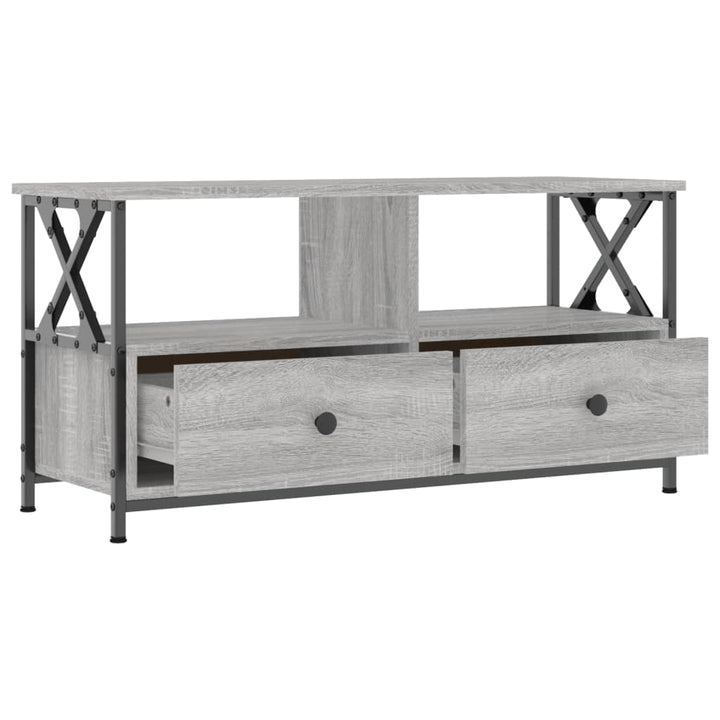 tv-bord 90x33x45 cm konstrueret træ og jern grå sonoma-eg