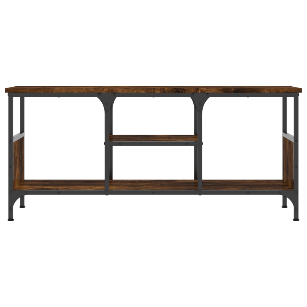tv-bord 100x35x45 cm konstrueret træ og jern røget egetræsfarve