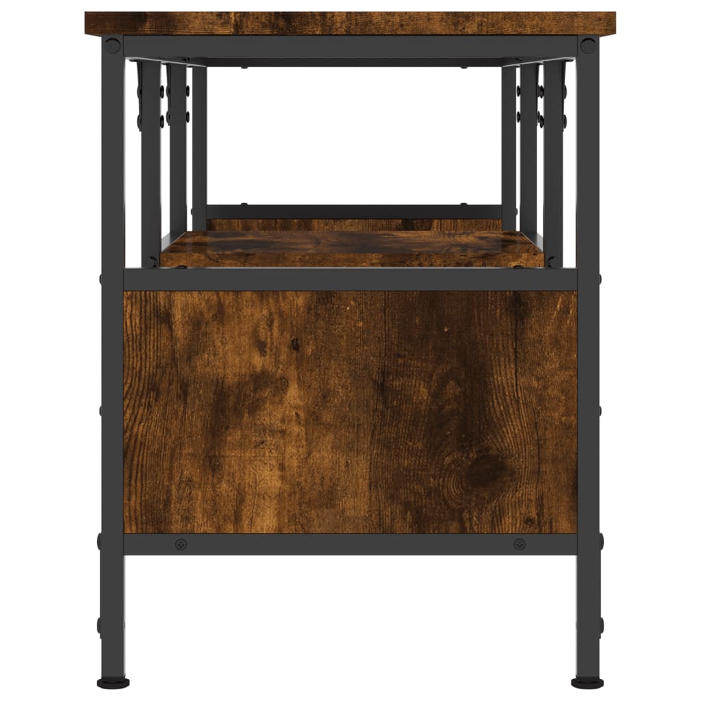 tv-bord 100x35x45 cm konstrueret træ og jern røget egetræsfarve