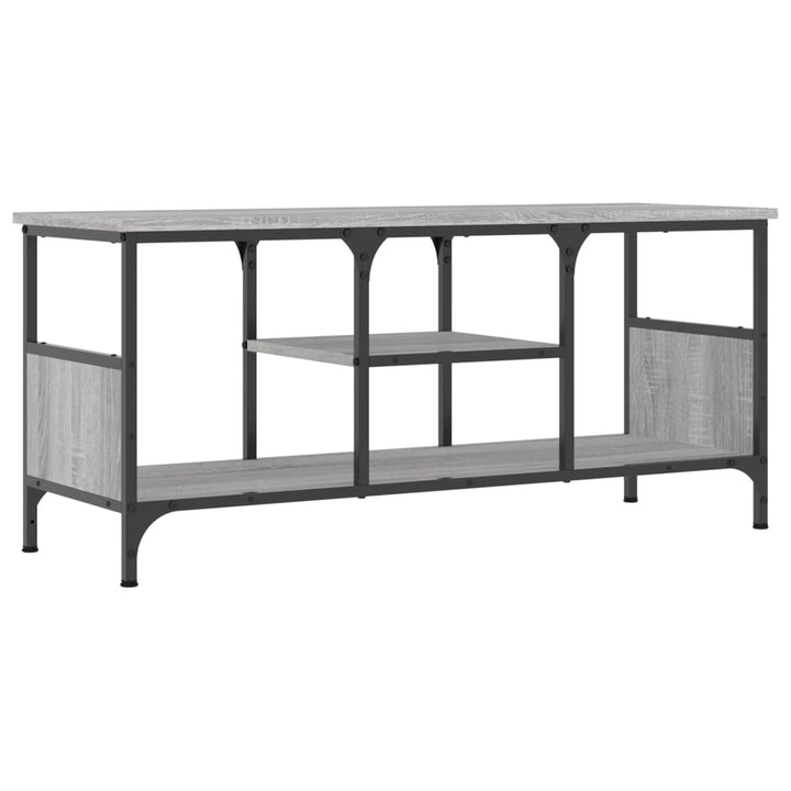 tv-bord 100x35x45 cm konstrueret træ og jern grå sonoma-eg