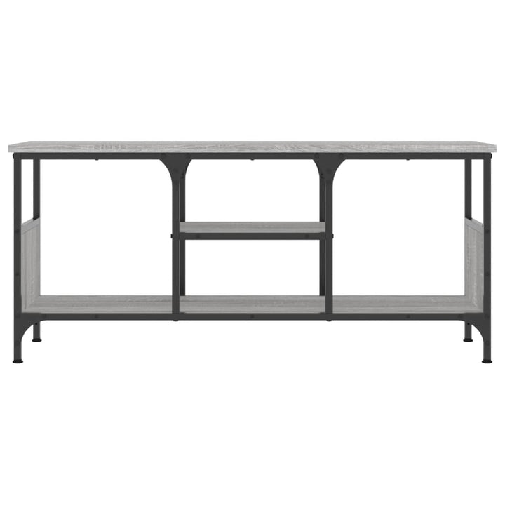 tv-bord 100x35x45 cm konstrueret træ og jern grå sonoma-eg