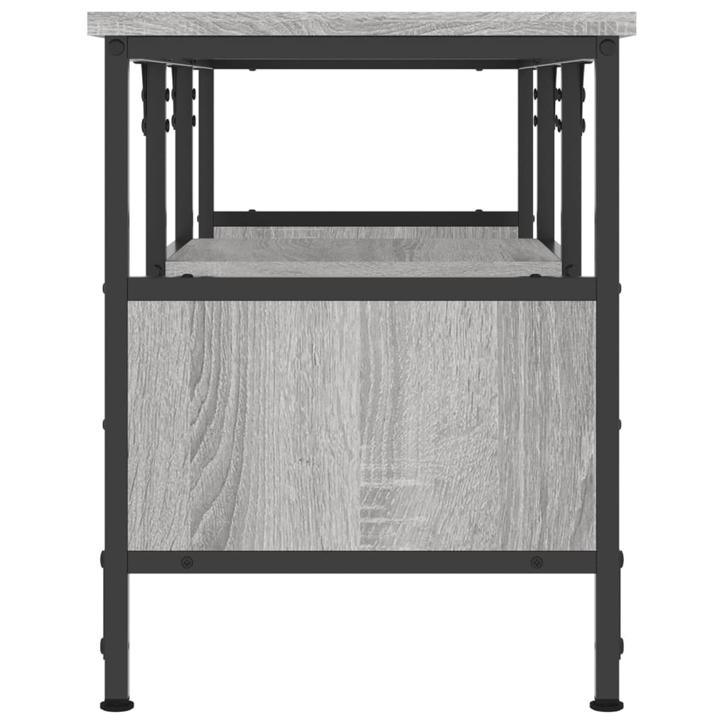 tv-bord 100x35x45 cm konstrueret træ og jern grå sonoma-eg