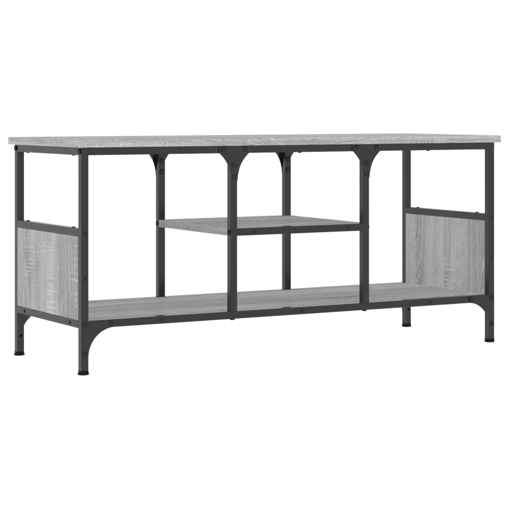 tv-bord 100x35x45 cm konstrueret træ og jern grå sonoma-eg