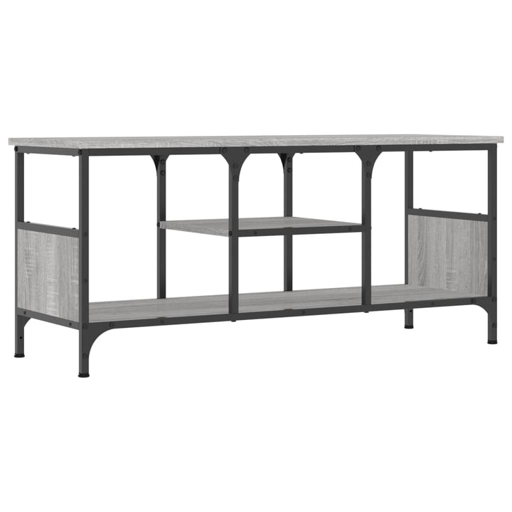 tv-bord 100x35x45 cm konstrueret træ og jern grå sonoma-eg