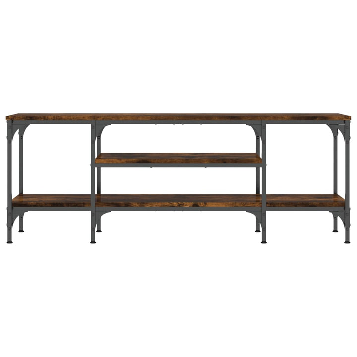 tv-bord 121x35x45 cm konstrueret træ og jern røget egetræsfarve
