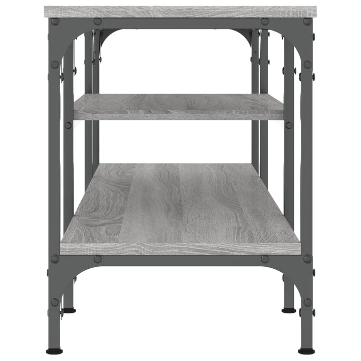 tv-bord 121x35x45 cm konstrueret træ og jern grå sonoma-eg