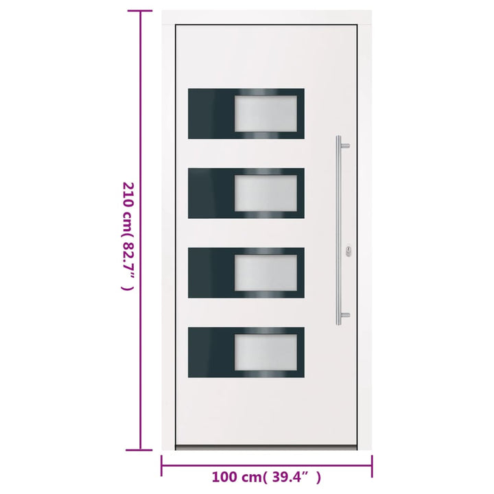 hoveddør 100x210 cm aluminium og PVC hvid