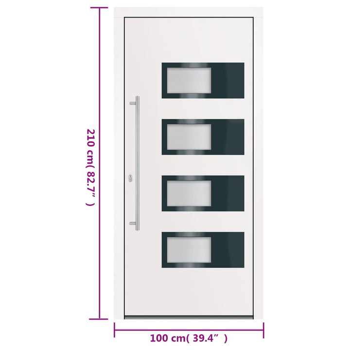 hoveddør 100x210 cm aluminium og PVC hvid