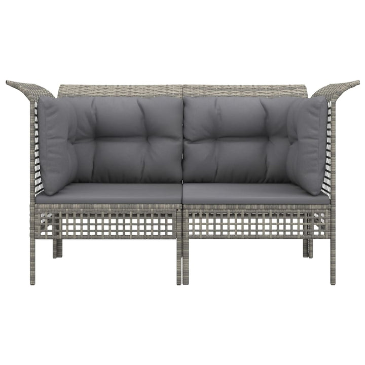 hjørnemoduler til havesofa 2 stk. med hynder polyrattan grå