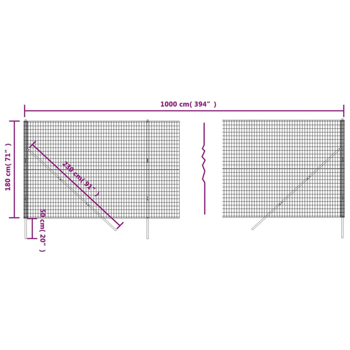 trådhegn 1,8x10 m galvaniseret stål grøn