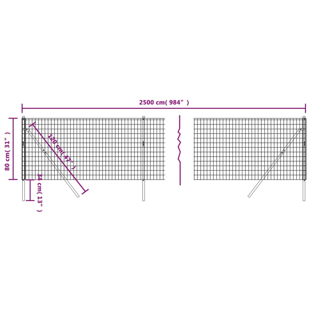 trådhegn 0,8x25 m galvaniseret stål grøn