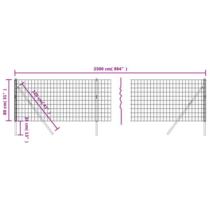 trådhegn 0,8x25 m galvaniseret stål grøn