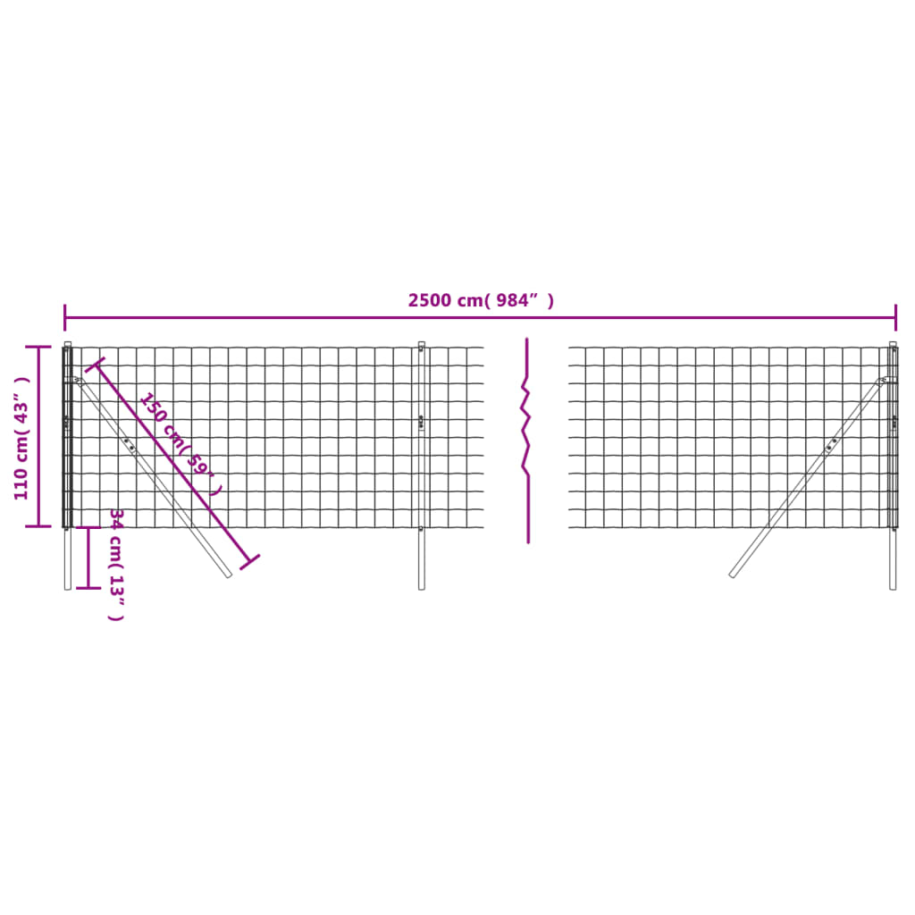 trådhegn 1,1x25 m galvaniseret stål grøn