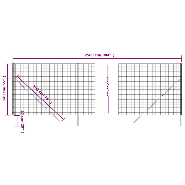 trådhegn 1,4x25 m galvaniseret stål grøn