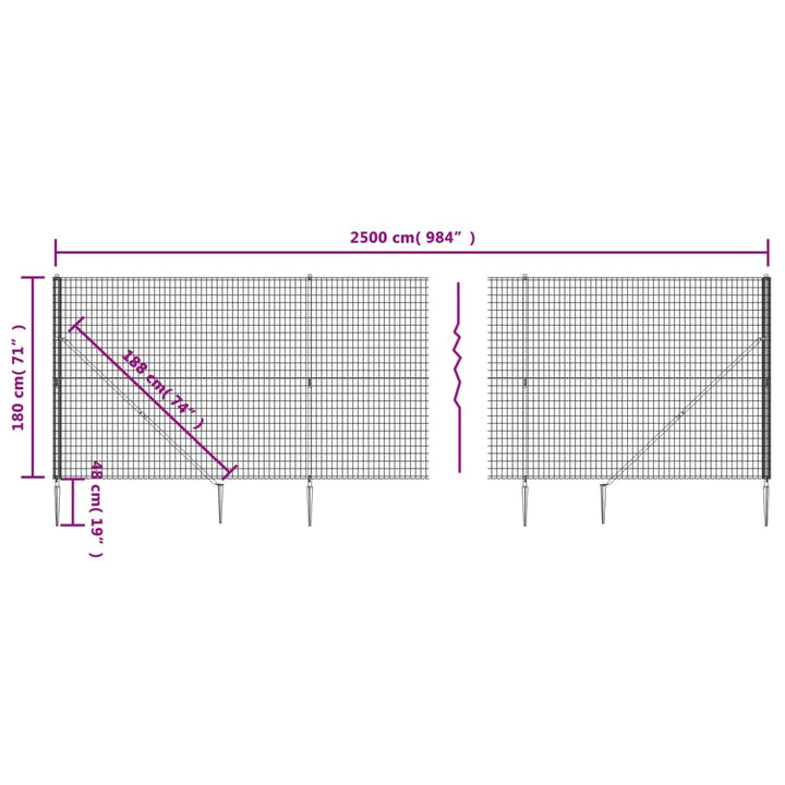 trådhegn med jordspyd 1,8x25 m antracitgrå