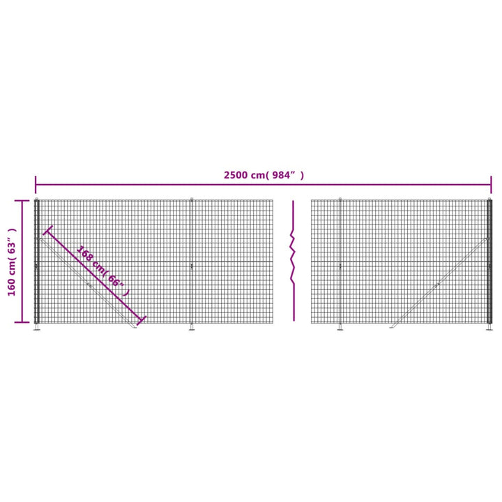 trådhegn med flange 1,6x25 m antracitgrå