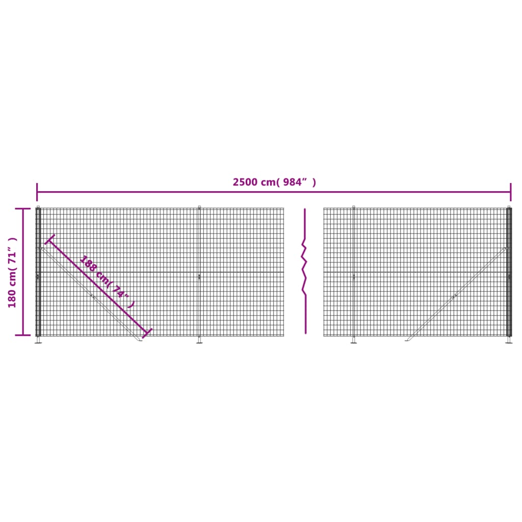 trådhegn med flange 1,8x25 m antracitgrå