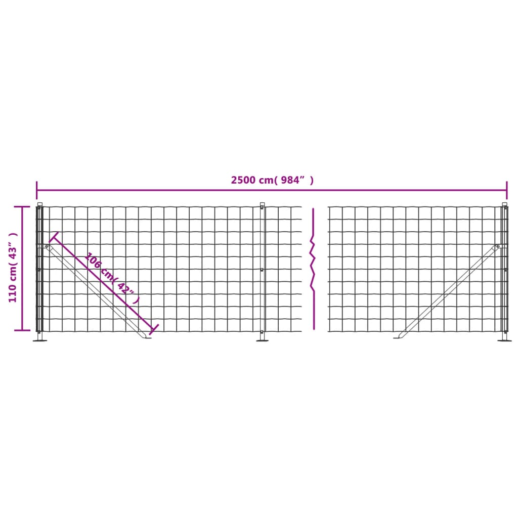 trådhegn med flange 1,1x25 m antracitgrå