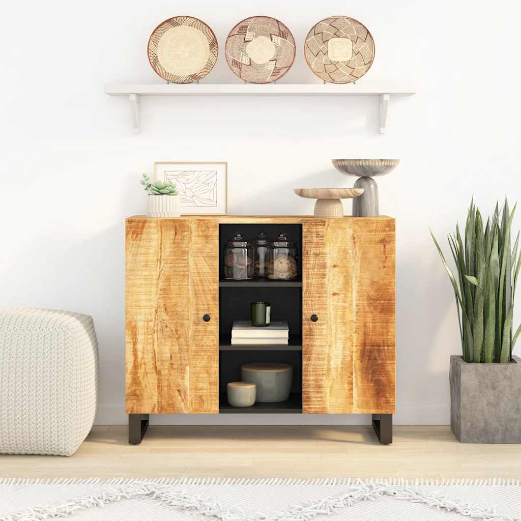 skænk med 2 låger 90x33x75 cm massivt mangotræ