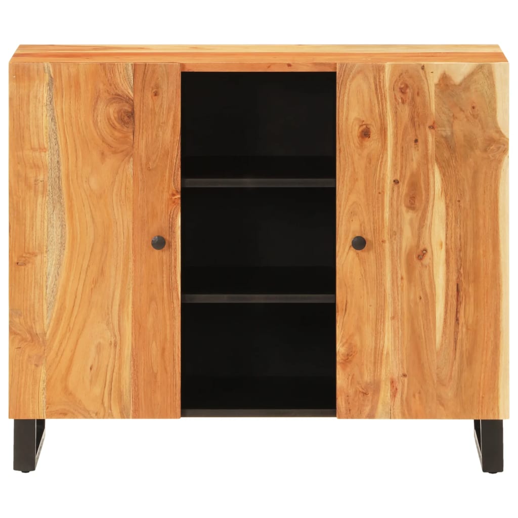 skænk med 2 låger 90x33x75 cm massivt akacietræ