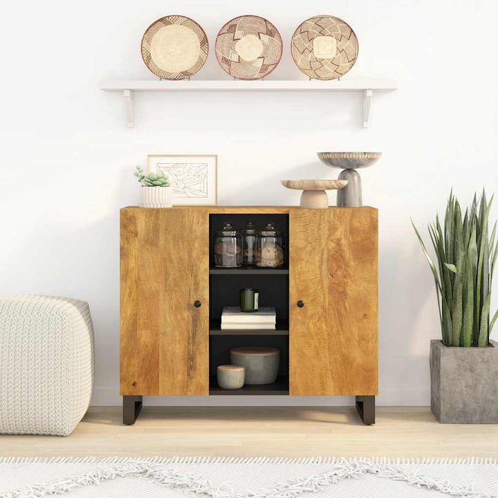 skænk med 2 låger 90x33x75 cm massivt mangotræ