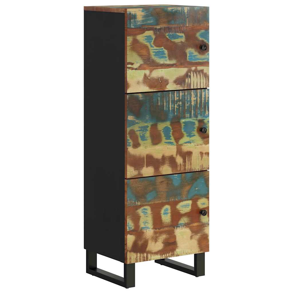 skab med 3 låger 40x33x110 cm massivt genbrugstræ og jern