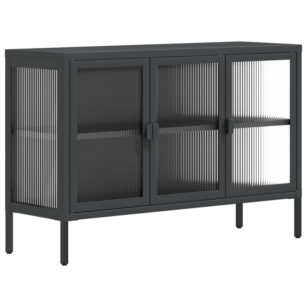 skænk 105x35x70 cm glas og stål sort